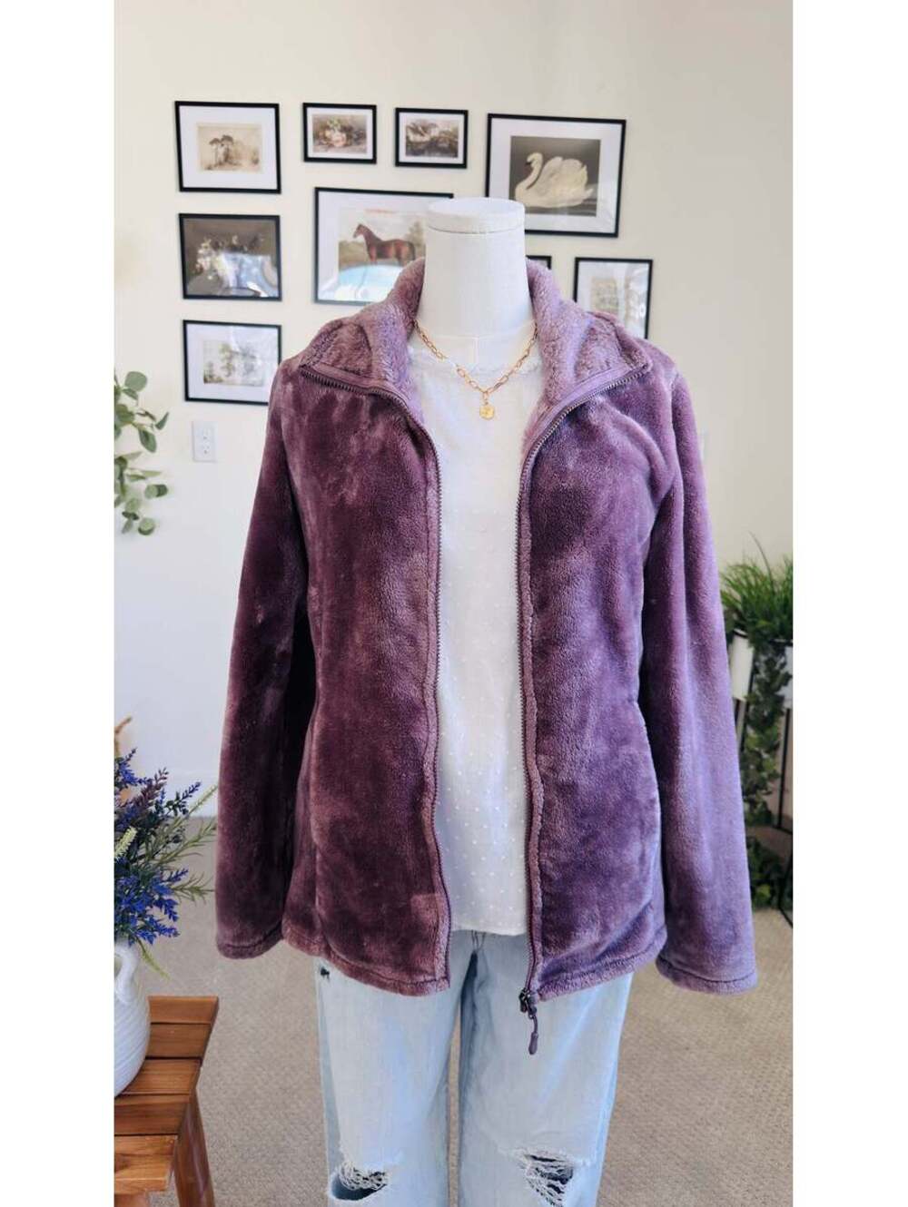 32 Degrees Heat Dusty Plum Plush Faux Fur Jacket - Size M
